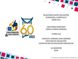 RELACIONES ENTRE EDUCACIÓN PEDAGOGÍA CURRÍCULO Y DIDÁCTICA