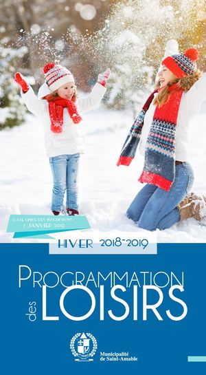 Programmation des loisirs de Saint-Amable - Hiver 2018-2019