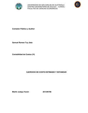 Portafolio Final Costo Estimado Y Costo Estandar