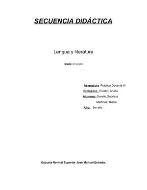 Secuencia Didáctica: "Lengua"