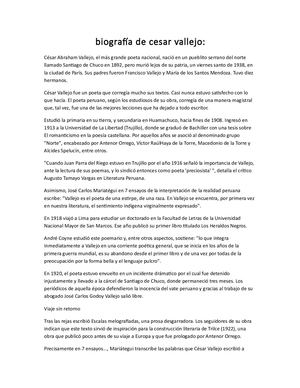 Biografía De Cesar Vallejo
