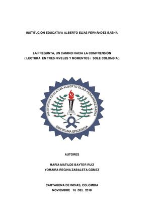 Experiencia Significativa "La Pregunta, un camino hacia la comprensión" -  Anexos