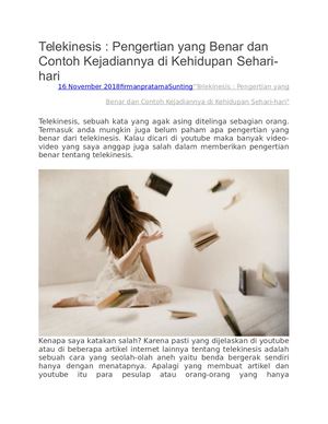 Telekinesis, Pengertian Yang Benar Dan Contoh Kejadiannya Di Kehidupan Sehari Hari Firman Pratama