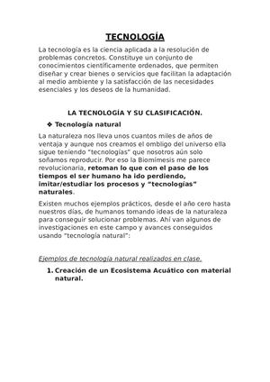 La Tecnología Y Su Clasificación