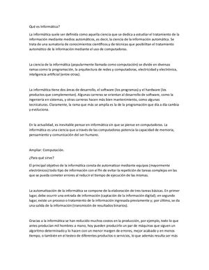 Qué Es Informática