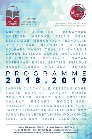 Programme de l’Institut Elie Wiesel 2018 2019