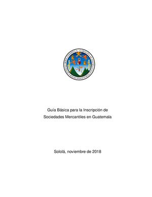 Guía Básica Para La Inscripción De Sociedades Mercantiles En Guatemala
