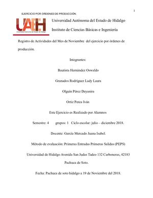 Ejercicio Por Ordenes De Producción
