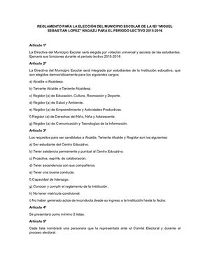 Reglamento Para La Eleccion Del Municipi