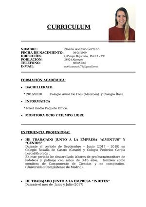 C V Noelia Asensio Serrano