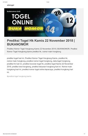 Prediksi Nomor Togel Hongkong Kamis 22 November 2018