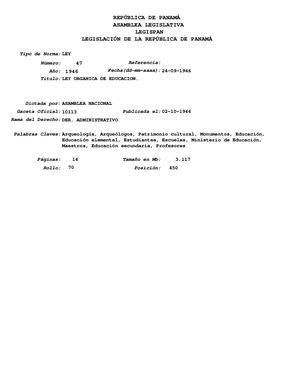 Ley Orgánica de la  Educación en Panamá