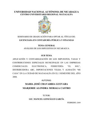 Analisis De Los Impuestos En Nicaragua