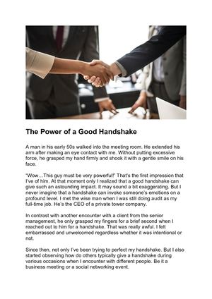 The Power Of A Good Handshake