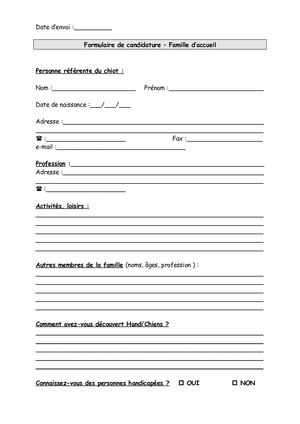 Formulaire Candidature