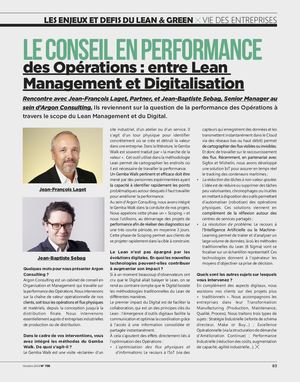 Le Conseil En Performance Des Opérations Entre Lean Management Et Digitalisation