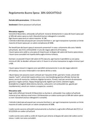 Regolamento Buono Spesa 30% Giocattolo V2