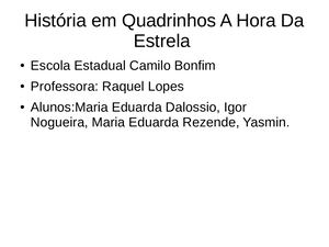 Animação Em Quadrinhos A Hora Da Estrela