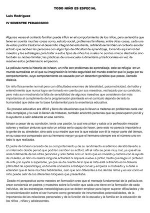 Ensayo Todo Niño Es Especial