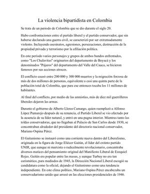 La Violencia Bipartidista En Colombia