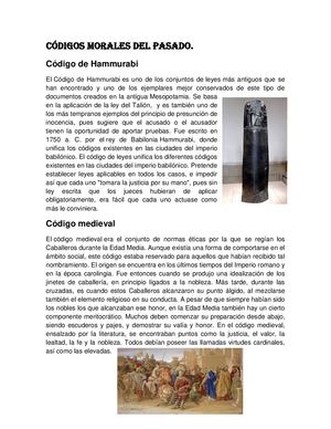 Códigos Morales Del Pasado