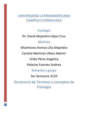 Diccionario De Términos Y Conceptos De Fisiología 3110-B