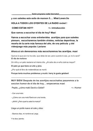 Guion Progama Radial (Borrador)