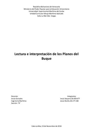 LECTURA E INTERPRETACIÓN DE LOS PLANOS DEL BUQUE