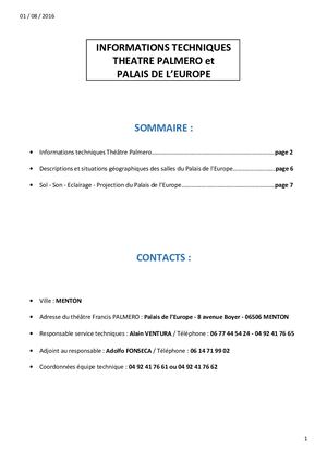 Informations Techniques Palais De L'europe