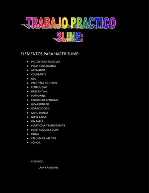 Lara Y Agustina Trabajo En Word Elementos Para Hacer Slime