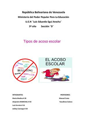 tipos de acoso escolar