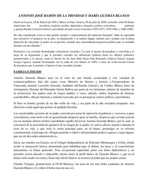 15. ANTONIO JOSÉ RAMÓN DE LA TRINIDAD Y MARÍA GUZMÁN BLANCO