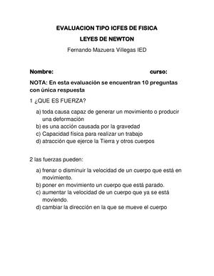 Evaluacion Tipo Icfes De Fisica