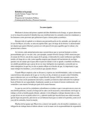 Rebelión En La Granja Ensayo