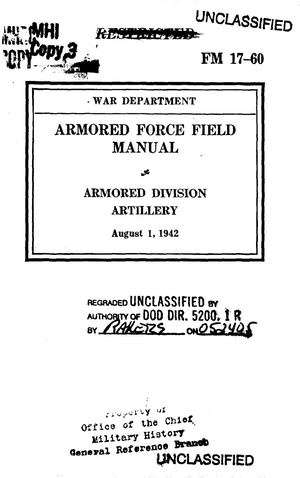 (e Book - English - Military) US Army - Field Manual FM 17 60 - ARMORED FORCE FIELD MANUAL. ARM DIV ARTILLERY 1942