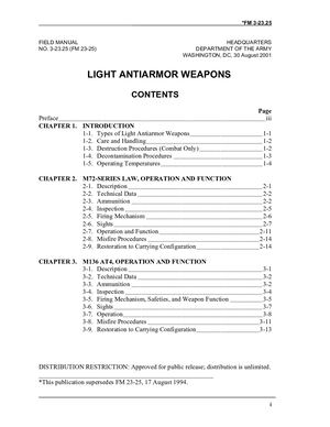 (e Book - English - Military) US Army - Field Manual FM 3 23 25 - Light Anti Armor Weapons AUG2001