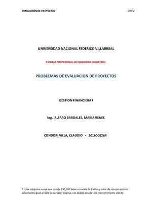 Problemas Proyectos De Inversion Claudio Condori