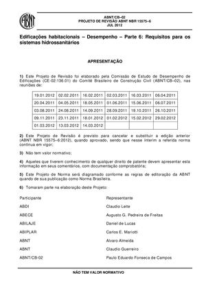 ABNT NBR 15575 1 EDIFICAÇÕES HABITACIONAIS DESEMPENHO Parte 6