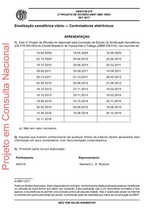 ABNT Sinalização SEMAFÓRICA Viária- Controladores Eletronicos
