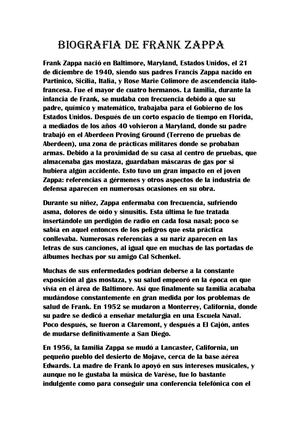 Biografia De Frank Zappa