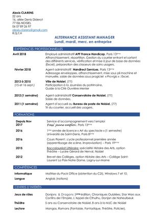 Cv Alexis Clarens Bts Sam