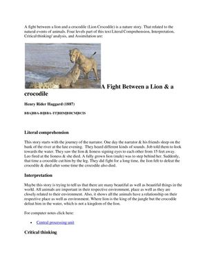 A Fight Between A Lion And A Crocodile