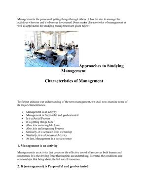 Characteristics And Features Of Management