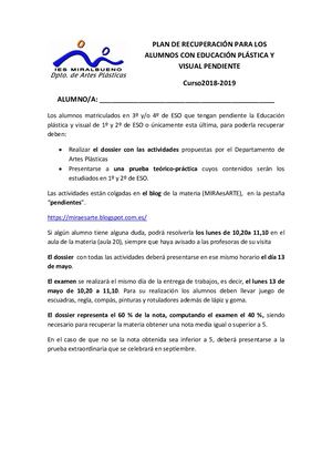 Plan Recuperación Pendientes