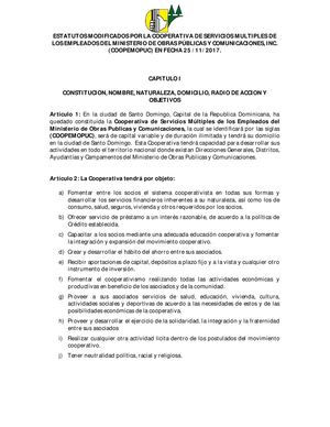 Estatutoos Modificado De Coopemopuc (2010 2017)
