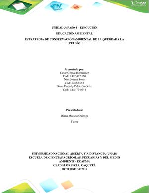 Paso 4 Ejecución Educación Ambiental