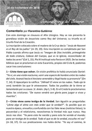 Hoja Dominical 25 De Noviembre Cristo Rey