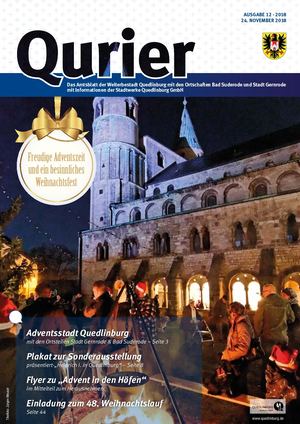 Qurier 12/2018 vom 24.11.2018 - Das Amtsblatt der Welterbestadt Quedlinburg mit den Ortschaften Bad Suderode und Stadt Gernrode mit Informationen der Stadtwerke Quedlinburg GmbH
