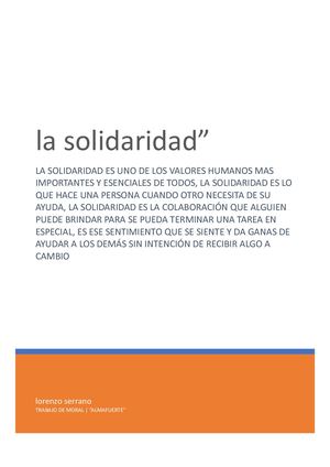 Qué Significa El Valor De La Solidaridad