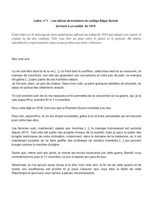 Lettres Commémoratives Centenaire Du 11 Novembre 2018